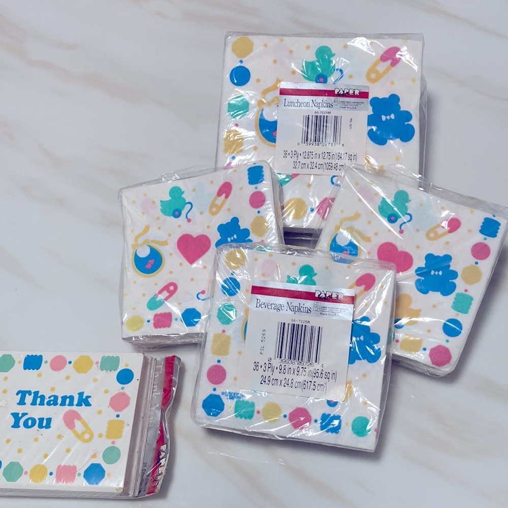 Colorful Party Napkins and Thank You Cards Set